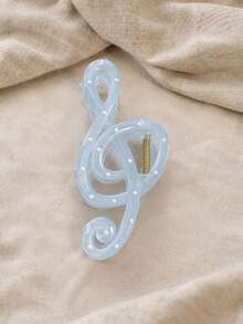 2pcs/Set Women's 13cm/5.12in Mint Green And Navy Blue Polka Dot Vintage Music Note Hair Clips, Fashionable Back Of Head Shark Hair Clips, Hair Accessories, Versatile, Elegant And Minimalist, Suitable For Daily, Casual, Party, Beach, Vacation, Hairstyle Design, Face Washing/Hair Washing, Makeup, Back To School, Clothing Accessories, Spring Hair Claw, Summer Hair Claw, Autumn Hair Claw, Winter Hair Claw, School, Back To School - Multicolor - View 4