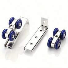 2Pcs Sliding Door Roller Hardware Slide Doors Pulley 4 Wheels Rail Track Home Room Wood Door Hanging Wheels Rail Track Pulley - 2-piece Wheel - View 3
