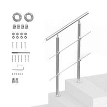 Handrails For Outdoor Steps, 31.5in Length 2 Crossbars Stair Hand Rail Kit, Transitional Stainless Steel Railings W/ Installation Kit, Double-Column Staircase Handrails For Seniors,Porch & Deck - 80cm - View 8