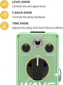 Donner Wave Delay Pedal For Electric Guitar, Digital &Amp; Analog Warm Delay 2 Modes Guitar Effect Pedal For Pedalboards True Bypass - ColorF - View 3