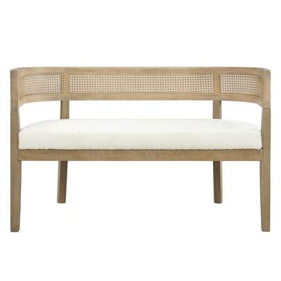 47.5" Rattan Upholstered Loveseat (Walnut+Dark Orange)
