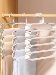 3pcs 5-Tier Pants Hanger Plastic Space Saving Wardrobe Organizer Multi-Layer Clothes Rack For Trousers Jeans Scarves Ties Non-Slip Sturdy Closet Storage Rack Home Dorm Apartment Organization Hanging Hanger - Multicolor - View 8