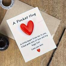 1pc/5pcs/10pcs Red Heart Pocket Hug Card With Resin Heart Charm, Cute Healing Style Encouragement Blessing Mini Card, Gift, Suitable For Family, Friends, Lovers, Colleagues, Valentine's Day, Birthday, Wedding Small Gift - Heart Pocket Hug Card - View 7