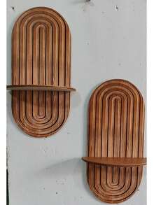 Bohemian Style Arched Floating Shelf, Wooden Wall Decor Storage Rack, Suitable For Potted Plants, Wall Flower Rack, Suitable For Bedroom, Living Room, Kitchen Wall Decoration - Multicolor - View 12