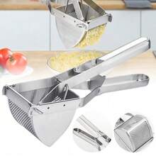 Edelstahl-Kartoffelpresse Mit Gutem Griff, Professioneller Handstampfer Für Kartoffeln, Obst – Ideal Für Cremiges Kartoffelpüree, Selbstgemachten Effiziente Küchenvorbereitung - Silber - Übersicht 1