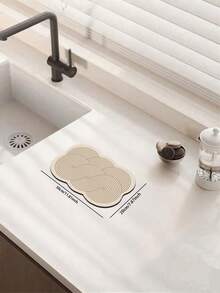 1pc Auspicious Cloud Wave Diatom Mud Floor Mat, Fabric Surface With Absorbent Sponge Rubber Bottom, 3.5mm Trimmable, Absorbent Anti-Slip Oil-Resistant, Suitable For Bathroom, Kitchen, Entryway, Laundry Room - View 16