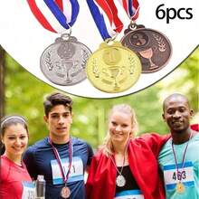 Gold, Silver, Bronze 3-Color Metal Medal Set With Neck Lanyard, Sports Competition Champion Medals With Trophy And Number Markings, Award Commemorative Medals For Sports Events, School Sports Meets, Football Matches, Corporate Team Building Activities - Multicolor - View 14