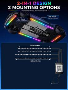 XF.Meraki Smart RGB Car Underglow Light Kit, App And RF Remote Control, IP67 Waterproof, Decorative Lights, 16 Million Color LED Strip, Music Sync - 1-to-4 - View 7