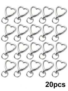 10/20pcs Heart-Shaped Keychain Swivel Hook, Cute Zinc Alloy Spring Clasp Keyring, Handbag Clip For DIY Crafts - Multicolor - View 12