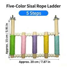 (Random Color Rope) 1pc Colorful Parrot Climbing Ladder Bird Toy, Sturdy Cage Perch, Suitable For Budgies, Cockatiels, Parrots Exercise Enrichment Decoration, Indoor Bird Cage Accessories - View 3