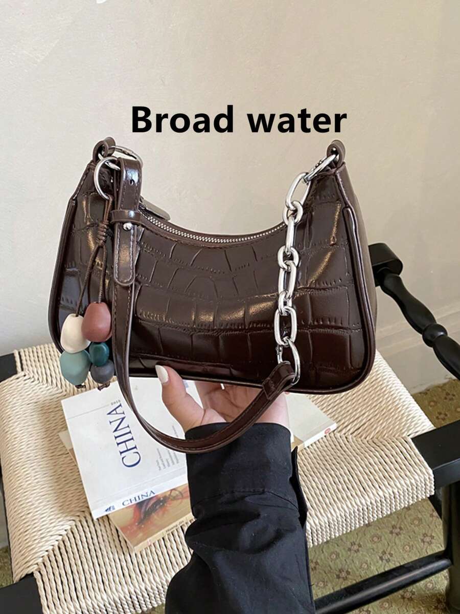 Premium Luxury Women's New Fashion Crescent Underarm Small Bag, Textured Oil Wax Leather Shoulder Crossbody Bag