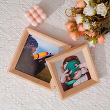 1/3pcs Square Natural Wooden Photo Frames, Dual-Color Light Oak And Dark Walnut Desktop & Wall-Mounted Frames, Minimalist Rustic Style Square Portrait Frames, Suitable For Children, Baby, Family Milestone Photography, Ideal For Nursery, Bedroom, Living Room And Apartment Decor, Children's Growth Memory Display Gift, Suitable For Baby Shower, Housewarming, Birthday And Other Occasions - Multicolor - View 6