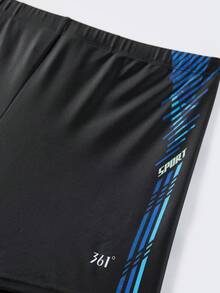 361degree 361° Men's Square Leg Swim Trunks With Drawstring Waist, Fits Multiple Waist Sizes Black - Black - View 5