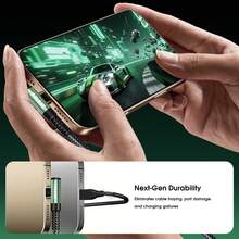 Tzlrxl Fast Charging Data Cable USB A To USB C, 480Mbps Data Sync Cable, Durable Braided Metal Connector, 3.3ft & 6.6ft Optional, Multiple Colors - Green - View 5