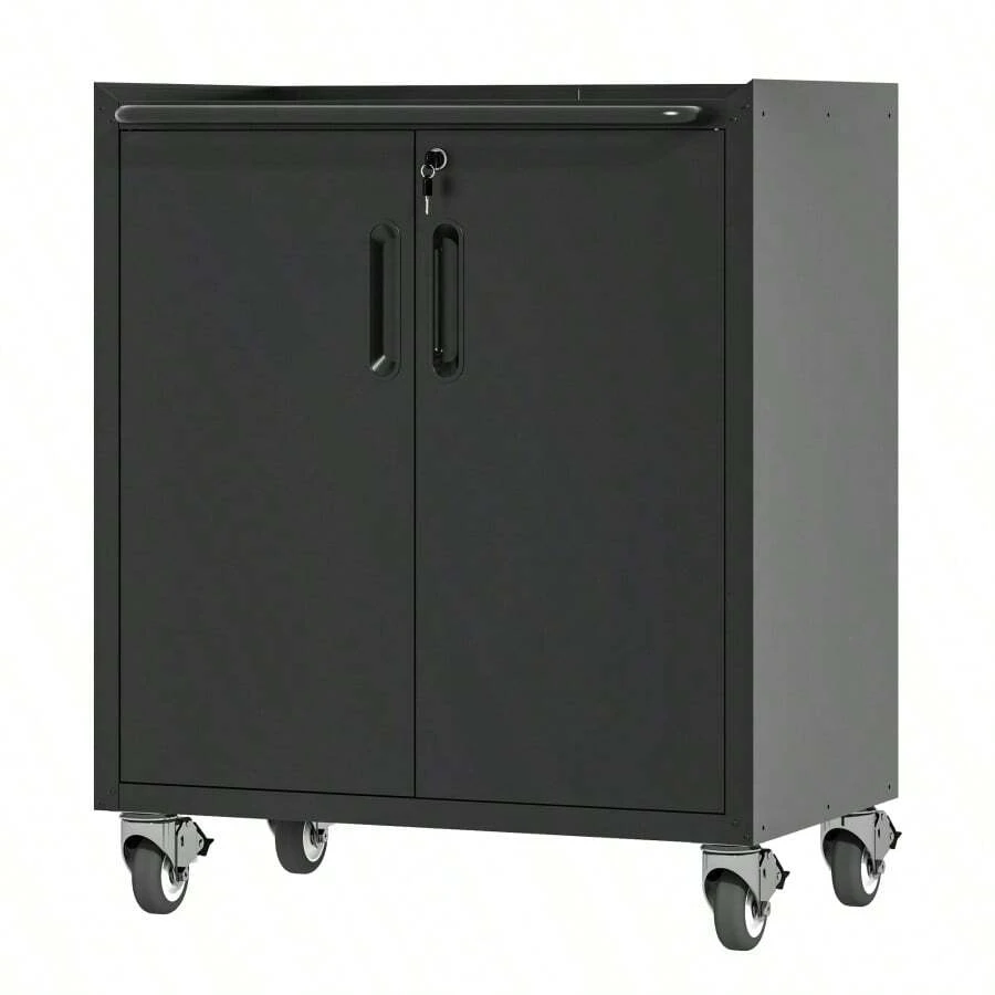 Heavy-Duty Metal Garage Storage Cabinet With Wheels - Sturdy And Durable Tool Storage Cabinet For Garage, Office, And Home Organizer Solutions-XY528114 - Multicolor - View 1