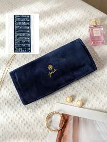 1pc Durable Portable Velvet Jewelry Roll, Gold Zipper Reinforced Closure, Soft Velvet Exterior, Transparent Design. Available In 9-Slot And 18-Slot Options, Perfect For Organizing Earrings, Necklaces, Bracelets And Bangles. Portable Travel Storage Bag, Suitable For Travel, Birthday, Holiday, Anniversary Or Special Occasions, Store And Organize, Quality And Daily Elegance For Women, Perfect Gift For Mother, Girlfriend - Multicolor - View 10