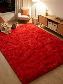 1 pieza Alfombra de pelo largo con estampado de leopardo, alfombra esponjosa, estilo Ins, alfombra suave y cómoda, alfombra decorativa, tapete de piso, alfombra, alfombra de sala de estar, alfombra de área, alfombra grande, alfombra de dormitorio, alfombra universal - Rojo - Ver 2