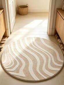 1pc Light Brown Striped Plush Rug, Autumn/Winter Thickened Decorative Carpet, Bedroom Decor, Small Rug, Home Decor, Living Room Carpet, Bedroom Carpet, Living Room Home Decor, Outdoor Rug - Multicolor - View 4