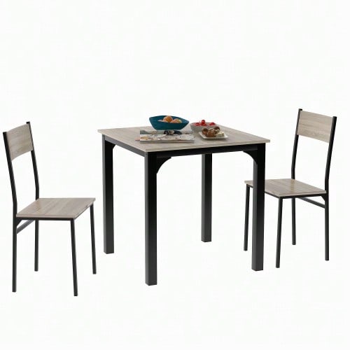 Living Room Set, Dining Table Set With 2 Chairs, For Balcony & Dining Room & Living Room, Natural Color
