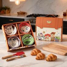 Disney Cartoon 4-Piece Ceramic Rice Bowl Gift Set, Cute Woody, Buzz Lightyear, Jessie, Alien Tableware, Family Kitchen Daily Use Tableware, Birthday And Holiday Gift - Multicolor - View 7