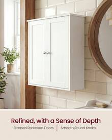 VASAGLE Bathroom Wall Cabinet, Hanging Bathroom Storage Cabinet, For Medicines, Farmhouse, 2 Adjustable Shelves, 7.9 X 22 X 23.6 Inches - Cloud White - View 7