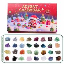 24-Day Christmas Countdown Advent Calendar With 24 Natural Raw Crystal Gemstones, Rock Mineral Specimen Assortment, DIY Collectible Educational Scienc - Christmas Countdown Box - View 6