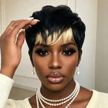 Pixie Short Hair Wig 6 Inch Straight Hair Women's Human Hair Wig Machine Made 150% Density 1b613 Color Suitable For Daily Wear And Party - S1/613 - View 3