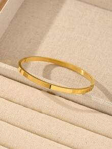 1/3pcs Fashionable Stainless Steel Women's Bracelet Set, 18K Gold Plated, Non-Fading, Waterproof, Sweat-Resistant, Geometric Design, Minimalist High-End Jewelry, Suitable For Daily Commute, Vacation - Gold - View 6