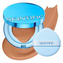 SKINTIFIC 絲絨霧面氣墊粉底液 藍色，全遮瑕，12小時控油，適合油性與混合肌，防水，持久，輕盈，保濕，不沾染 | 05W 暖沙色 - 05W Warm Sand - 查看 11