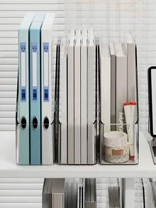 Clear Bookshelf Desktop Storage Rack, Thickened Acrylic File Storage Rack, Multi-Functional Office Desk Organizer, Student Stationery Rack, Bookend Storage Box, Suitable For Daily Use, Can Be Used As Decoration For Various Occasions - Multicolor - View 7