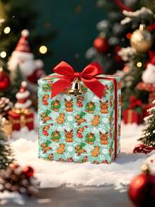 2/1 Roll Of Christmas Gift Wrapping Paper Featuring A Pattern Of Capybaras Wearing Santa Hats And Reindeer Antlers; Dimensions: 43 Cm X 300 Cm; Suitable For Wrapping Christmas Gifts, Christmas Party Decorations, And Holiday Gift-Giving. - A - View 4