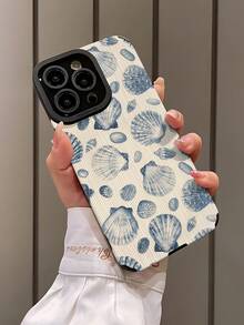 WeiMi 1pc New Blue Shell Pattern Classic Shockproof Soft Leather Phone Case Compatible With IPhone And 17/17Air/17PRO/17PROMAX - Multicolor - View 3