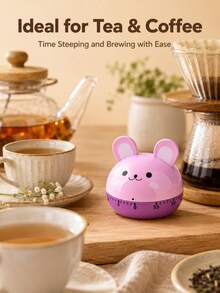 1pc Mechanical Kitchen Timer, No Battery, Colorful Animal Face Design And Dome-Shaped Body. Manually Rotatable ABS Timer Has A 55-Minute Countdown Function, Making It Ideal For Use In The Kitchen, For Studying, And For Back-To-School Season. - Multicolor - View 10