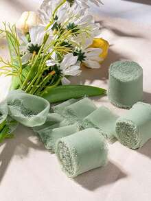 3卷手工雪紡流蘇緞面裝飾緞帶，1.5英吋×16.4英尺流蘇邊，適用於婚禮生日邀請函禮品包裝裝飾、新娘花束DIY手工藝派對用品 - 3 roll - 查看 5