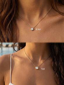1pc Round Necklace 925 Sterling Silver Exquisite Women's Jewelry Suitable For Ball, Date, Holiday, Anniversary And Other Special Occasions - Gold - View 5