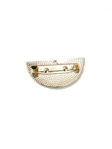 1pc Rhinestone Decorated Niche Full Rhinestone Oil-Drip Watermelon Brooch - Gold - View 3