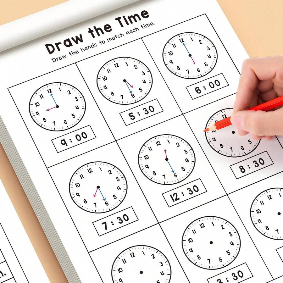 Time Cognition + Number 0-100 Tracing Pen Control Training Workbook Set: Learn Hours, Minutes, Seconds, Kindergarten Transition Math, Preschool Children Pen Control And Number Tracing Book