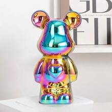18cm Ceramic Cute Heart-Shaped Teddy Bear Figurine, Cartoon Design, High-End Decor, Suitable For Living Room, Cabinet, TV Stand And Bar Display - 1PC - View 7