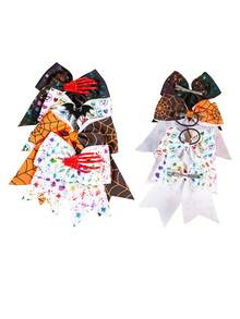 New Halloween Spider Web Bow Hair Clip Women Gothic Style Ribbon Party Costume Hair Accessory - Multicolor - View 2