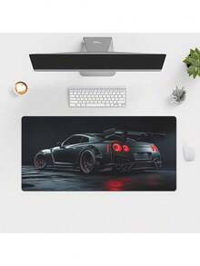 4 Sizes Matte Black Modified Sports Car Large Gaming Mouse Pad, Smooth Fabric Non-Slip Rubber Base Waterproof Stain Resistant Precision Stitched Edge Desk Mat For Laptop PC Office Game - View 2