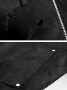 Men's Autumn/Winter Casual Fashion Minimalist Outdoor Lapel Jacket - Black - View 4