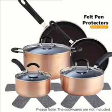 Non-Stick Bottom Pad, Flat Pan Protection Pad, Flat Pan Layer Pad, A 12-Piece Set With 3 Different Sizes, Flat Pan Layer Protection Pad, Flat Pan Stacking Protection Pad, Flat Pan Pad With Anti-Slip Function, Preventing Scratches Or Marks When Stacke - Multicolor - View 5