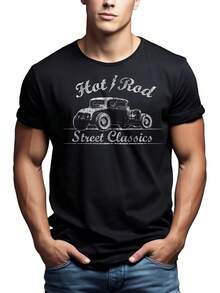 Eu Large,Halloween,26zeh Mannequin Homme,Rockabilly Men's T-Shirt Hot Rod Black - 黑色 - 查看 1