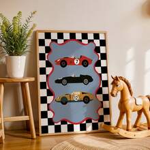 1pc Unframed Racing Car Poster, Suitable For Children's Bedroom Or Game Room Wall Decor, Minimalist Style Decoration, Interesting Poster, Best Back-To-School Gift For Boys - Cartoon Cars - View 1