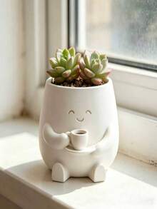 Cat-Shaped Succulent Planter, 3D Printed Mini Flower Pot With Drainage Hole, Cute Animal Plant Container, Suitable For Indoor Cactus Plants, Office Desk Decoration, Creative Home Decor Gift, For Plant Lovers - Multi-color - View 2