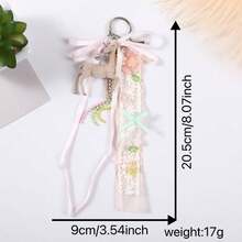 1Pc Cute Deer Keychain Lace Ribbon Beaded Tassel Floral Pendant Back To School Halloween Women Backpack Car Key Charm Gift - Multicolor - View 8
