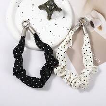 1pc Polka Dot Scrunchie Phone Lanyard With Metal Clasp, Fashionable Wrist Strap For Bags & Mobile Phones - Multicolor - View 5