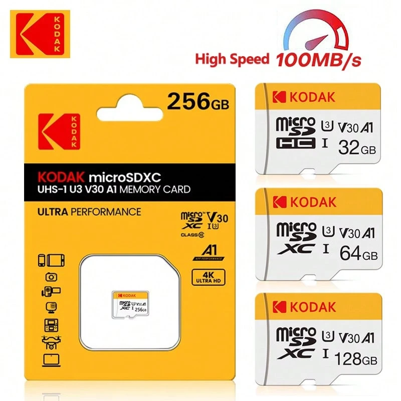 KODAK 記憶卡 16GB 32GB 64GB MicroSD 卡 128GB 256GB Class10 Micro SD 卡 4K HD 儲存照片卡適用於電腦