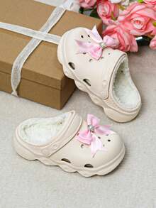 HOEASE Sandal Dalam Ruangan Musim Dingin Anak Perempuan, Berlapisan Bulu Halus, Sol Lembut EVA, Desain Slip-On, Cocok untuk Cuaca Dingin, Hadiah Ideal untuk Halloween dan Natal - Krem - View 4