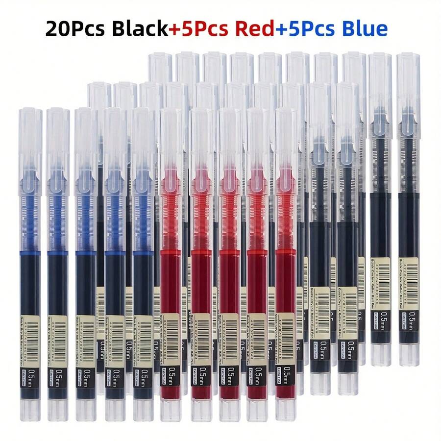 30 Stücke 0,5 mm Schnelltrocknende Flüssigtinte Neutralstifte, Schwarz Blau Rot Schüler Büro Schreib Hausaufgaben Prüfungs Unterzeichnungsstifte, Schüler Schreibwaren, Schulbedarf, Geeignet für Büro Schreibwaren, Schulklassenzimmer Nutzung, Schulbedarf, Schulanfang Essentials, Schulanfang Saison, Schulanfang Geschenke, Belohnungsgeschenke, Schulanfang Saison, Schulanfang - Mehrfarbig - Übersicht 1